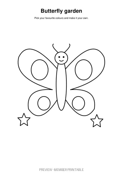 Butterfly Garden — plain colouring watermarked preview