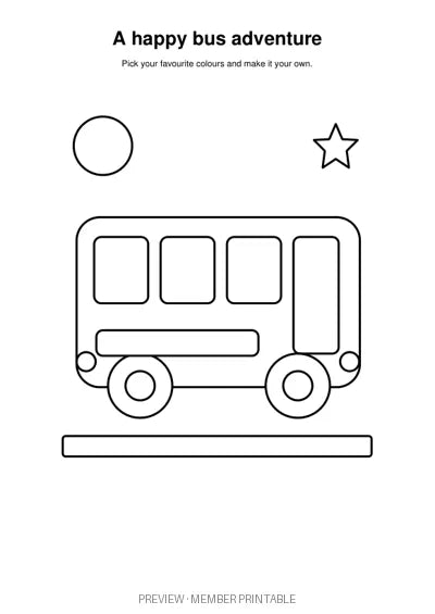 A Happy Bus Adventure — plain colouring watermarked preview