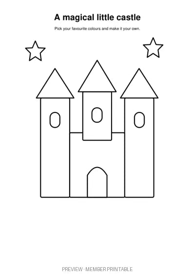 A Magical Little Castle — plain colouring watermarked preview